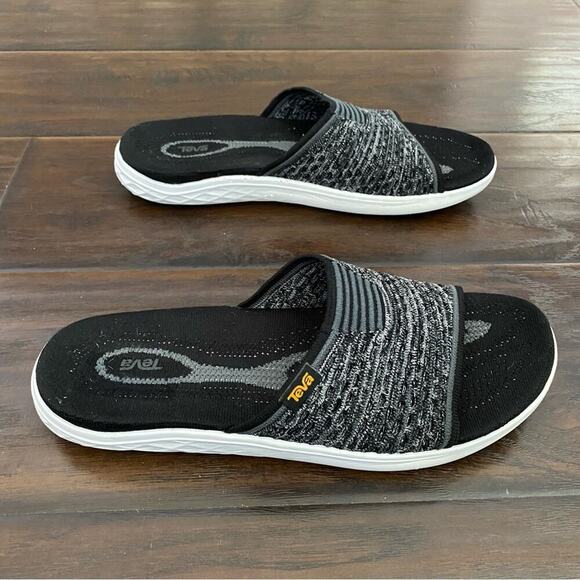 Teva Women’s Gray Black White Slide Sandal Size 10 Fits 9 Better - Picture 2 of 7
